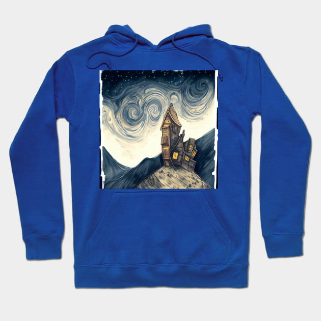 Starry Night Above The Shrieking Shack Hoodie by Grassroots Green